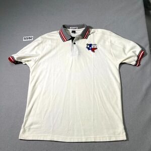 Speed Zone Race Gear Polo Shirt Mens Large White Cotton Checkered Ccecd 911 Logo